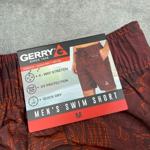 Gerry Mens Stretch Quick Dry Swim Shorts UPF 50+ Medium Red/Orange a0320 - Picture 4 of 6
